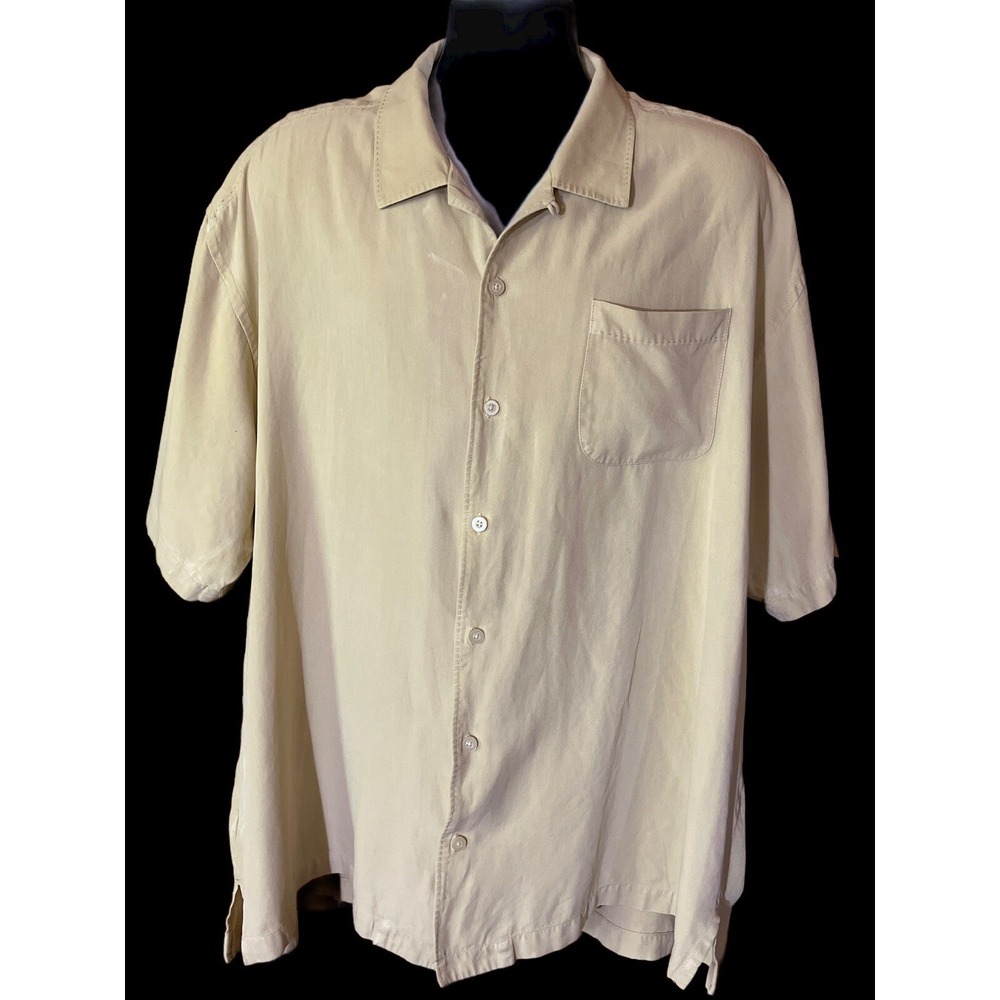 Tommy Bahama Pale Yellow Camp 100% Silk Shirt Size XXL